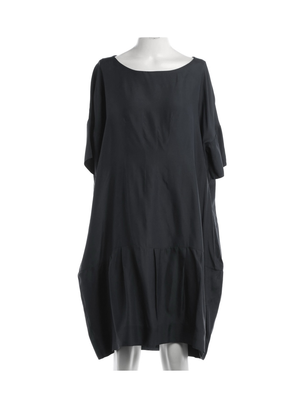 Marni FW 2008 Black midi cocoon dress with pockets viscose 38